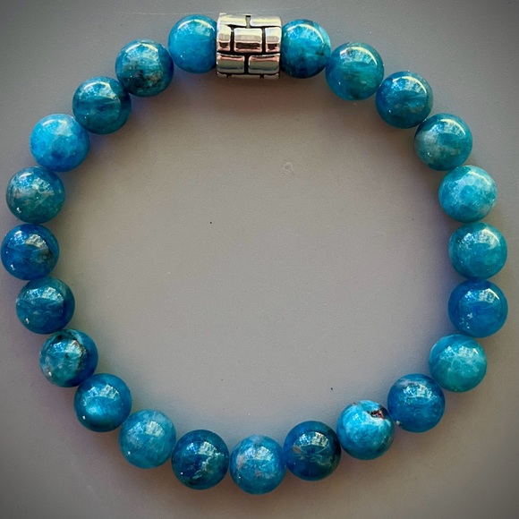 Bright Blue Apitite Handcrafted Bead Bracelet - Picture 2 of 6